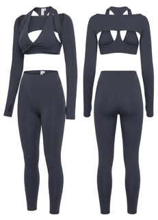 charcoal twist front two piece set