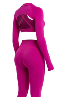Magenta power cross-back two piece set