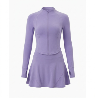 Lavender zip up skirt two piece set